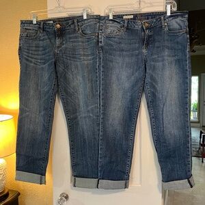 Lot of 2 Kut from the Kloth Catherine Boyfriend Straight Leg Denim Jeans Size 8